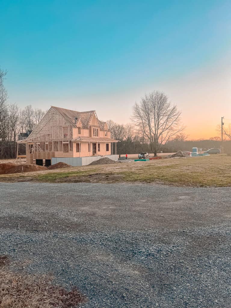 house during framing process