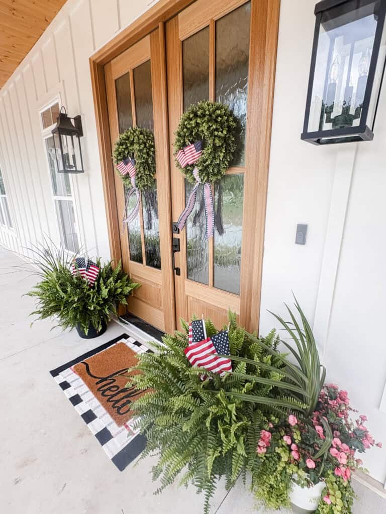 layering doormats patriotic front porch
